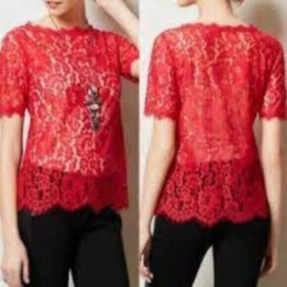 Anthropologie Vanessa Virginia Lace Top Elysian - Picture 1 of 4